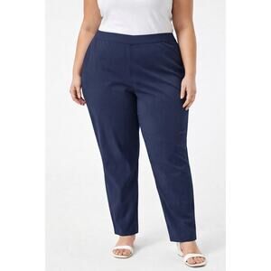 Alfani Womens Navy Pull On Ankle Pants Size 22W Elastic Waist Career